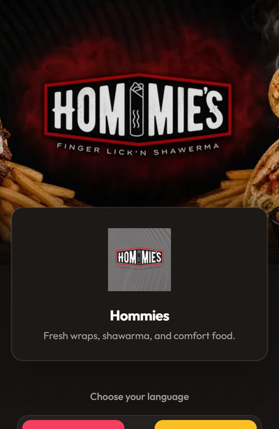 Hommies menu